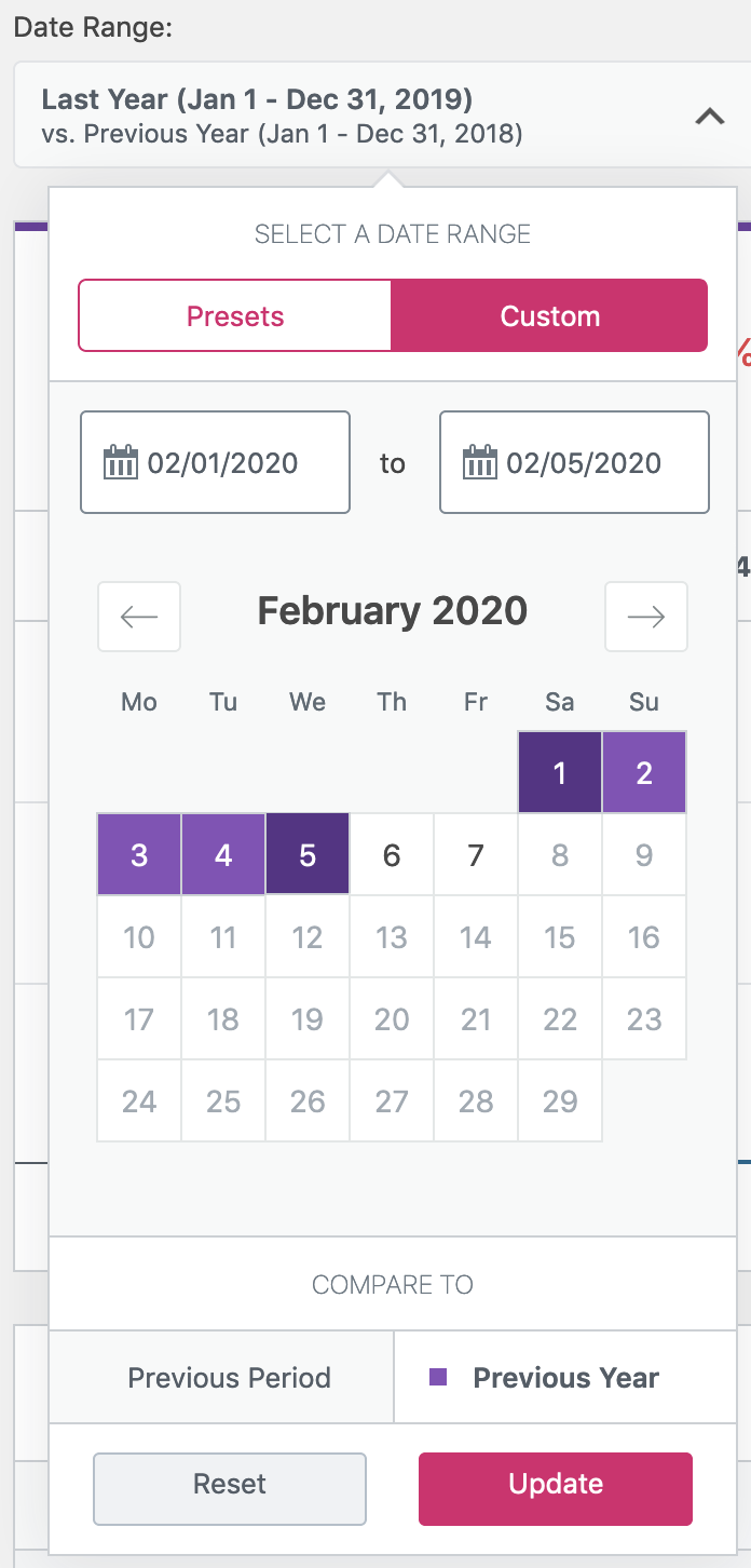 Analytics Date Range Picker Custom