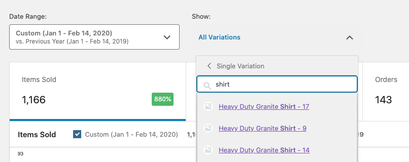 Variations Report Single Variation Search