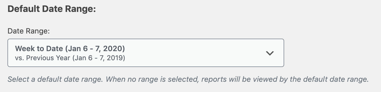 Default Date Range setting