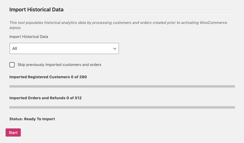 Analytics > Settings > Import historical data