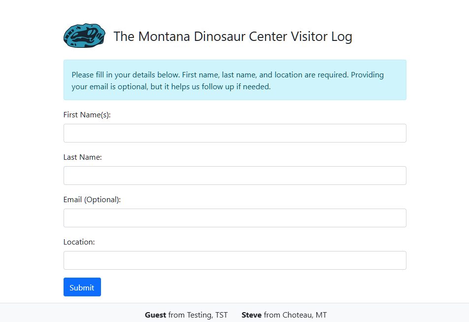 Museum Visitor Guestbook Screenshot